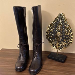Talbots women’s tall riding boots dark Brown Leather size 8M NEW